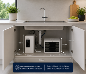 4-in-1 instant boiling and chilled filtered water tap system