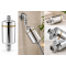 Pure Bath Shower Filter with 35 degree male female adapter installed in bathroom